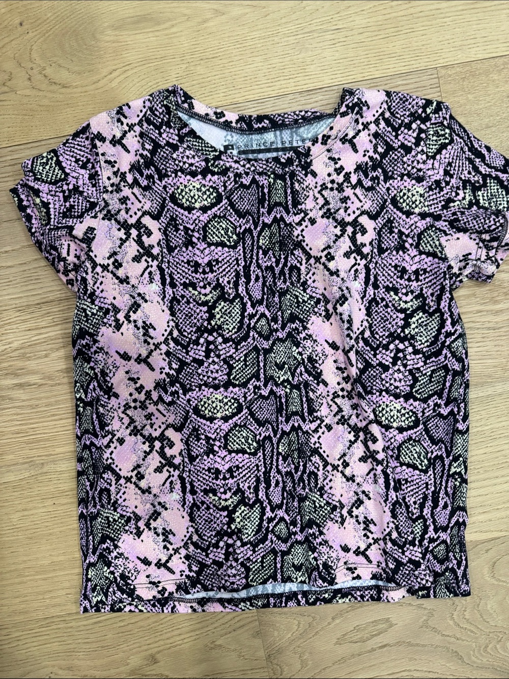 Prince Peter Collection Pink & Black Snake-Print Short Sleeve Tee